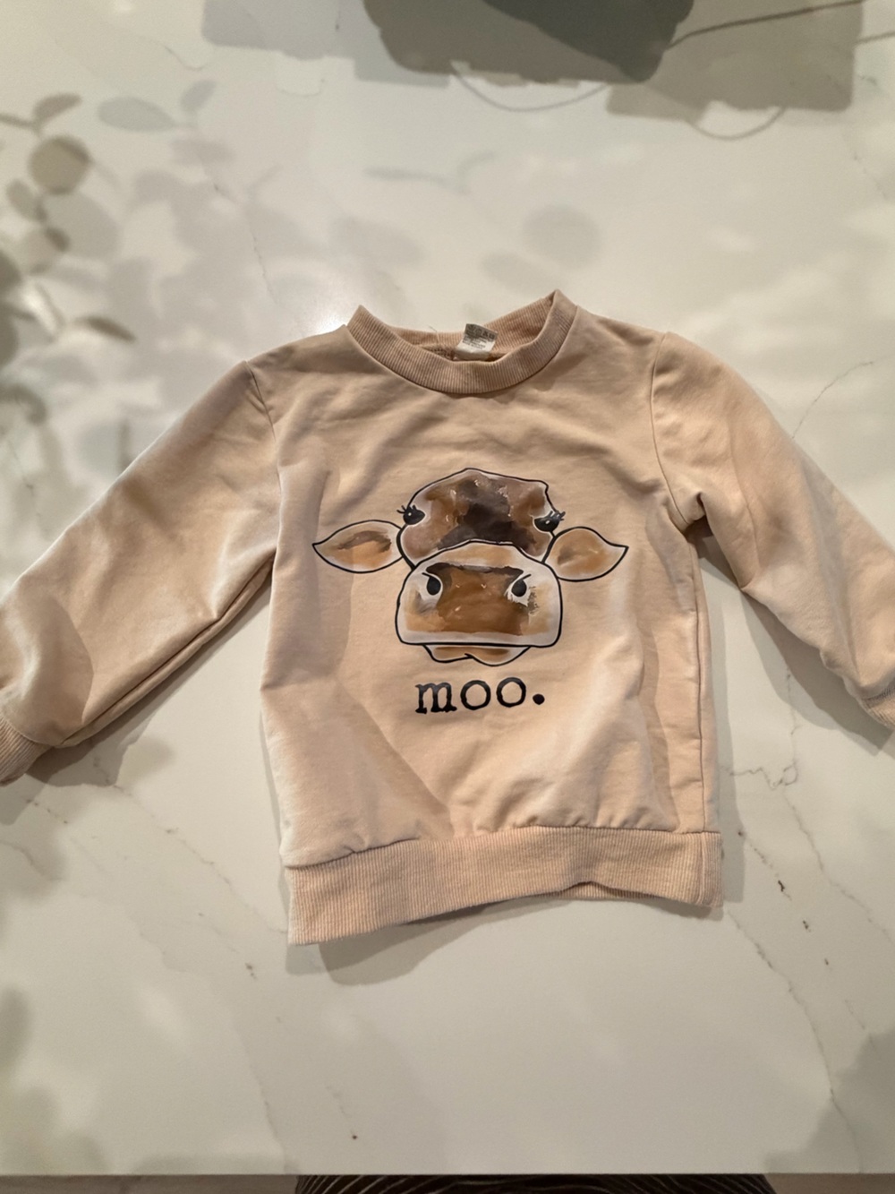 Kids Cream Graphic Cow Sweatshirt